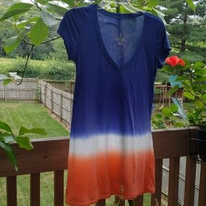 Da-Nang Ombre V Neck Tee Shirt Nwt